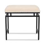 20" Cream and Black Boucle and Metal Upholstered Bench