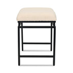20" Cream and Black Boucle and Metal Upholstered Bench