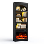 70" Black Wood Four Tier USB Bookcase