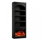 70" Black Wood Four Tier USB Bookcase
