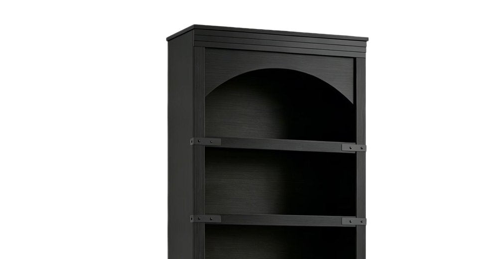 70" Black Wood Four Tier USB Bookcase