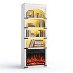 70" White Wood Four Tier USB Bookcase