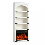70" White Wood Four Tier USB Bookcase