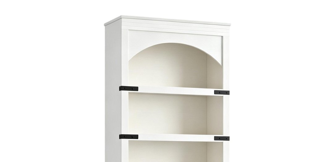 70" White Wood Four Tier USB Bookcase