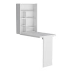 36" White Wood Folding Wall Mounted Pedestal Computer Desk