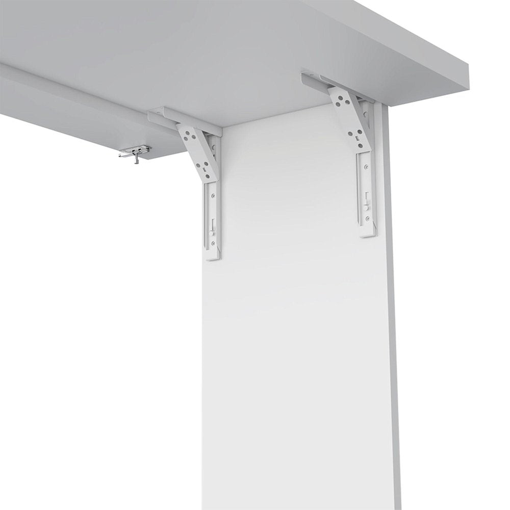 36" White Wood Folding Wall Mounted Pedestal Computer Desk