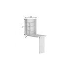 36" White Wood Folding Wall Mounted Pedestal Computer Desk