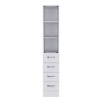 12" White Wood Freestanding Single Door Bathroom Vanity And Three Drawers