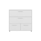 24" White Wood Three Drawer Double Dresser
