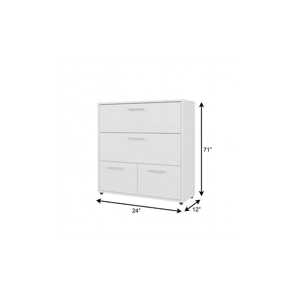 24" White Wood Three Drawer Double Dresser