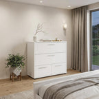 24" White Wood Three Drawer Double Dresser