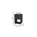 18" Black Wood Freestanding Single Door Bathroom Vanity With White Sink