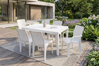 Seven Piece White Plastic Outdoor Patio Set With Table