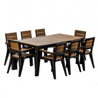 Nine Piece Black Plastic Outdoor Patio Set With Table