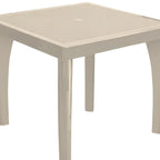 30" Taupe Heavy Duty Plastic Square Outdoor Dining Table with Umbrella Hole