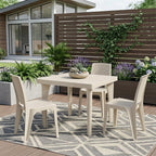 30" Taupe Heavy Duty Plastic Square Outdoor Dining Table with Umbrella Hole