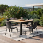 35" Black And Brown Heavy Duty Plastic Square Outdoor Table with Umbrella Hole