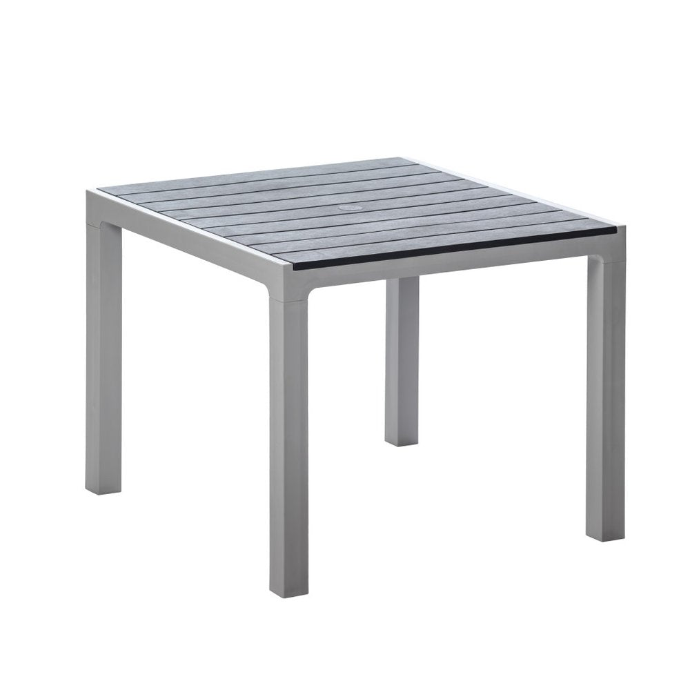 35" Black And Brown Heavy Duty Plastic Square Outdoor Table with Umbrella Hole