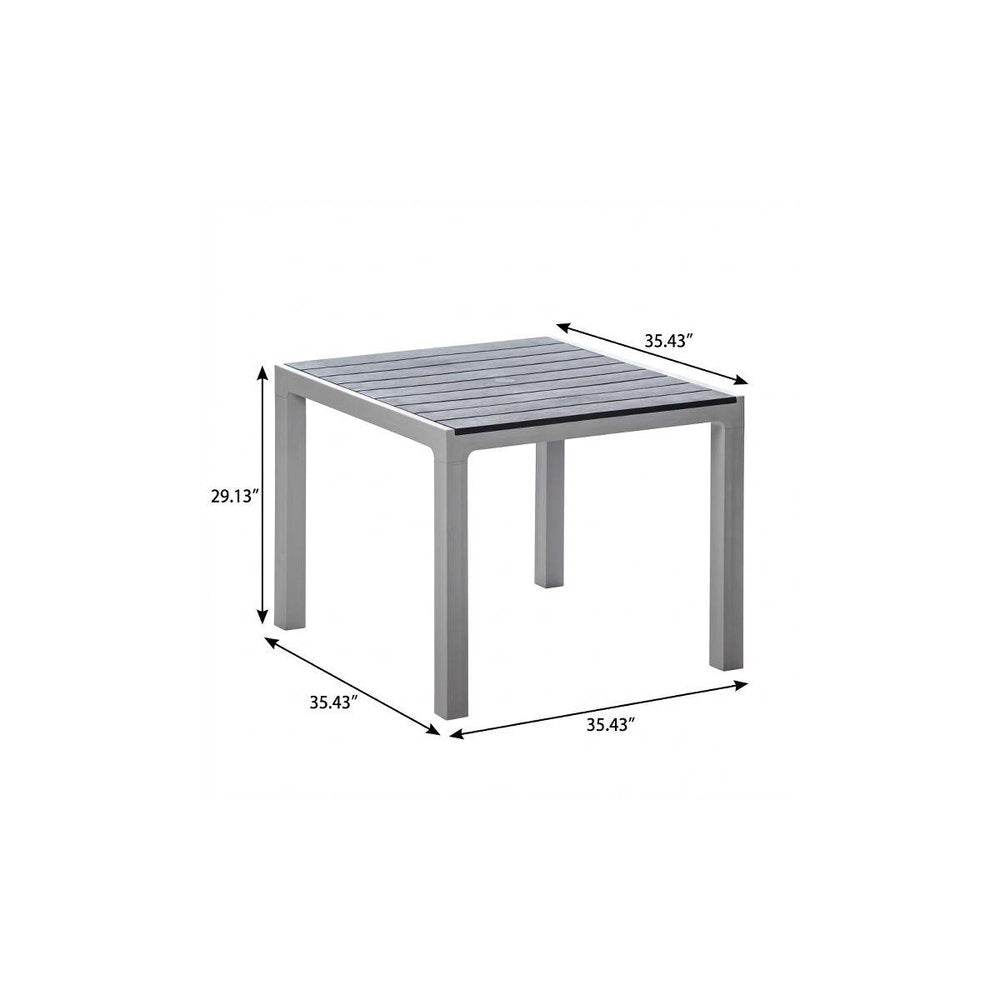 35" Black And Brown Heavy Duty Plastic Square Outdoor Table with Umbrella Hole