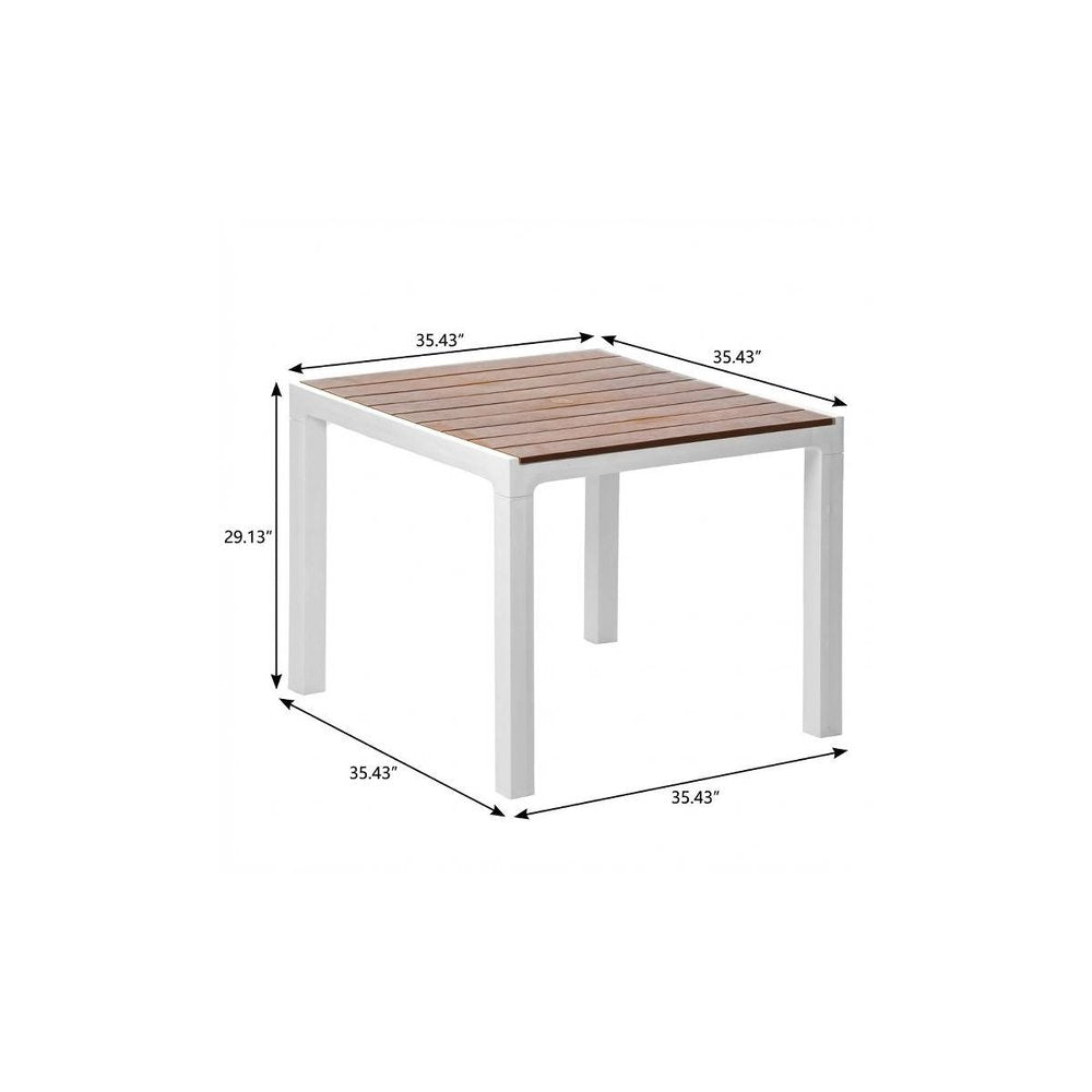 35" Black And Brown Heavy Duty Plastic Square Outdoor Table with Umbrella Hole