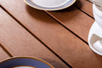 35" Black And Brown Heavy Duty Plastic Square Outdoor Table with Umbrella Hole