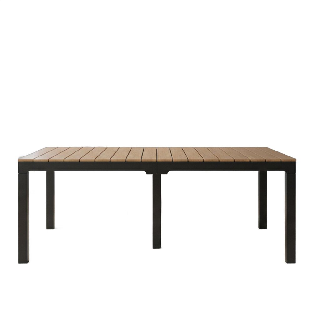 71" Brown And Black Heavy Duty Plastic Outdoor Dining Table with Umbrella Hole