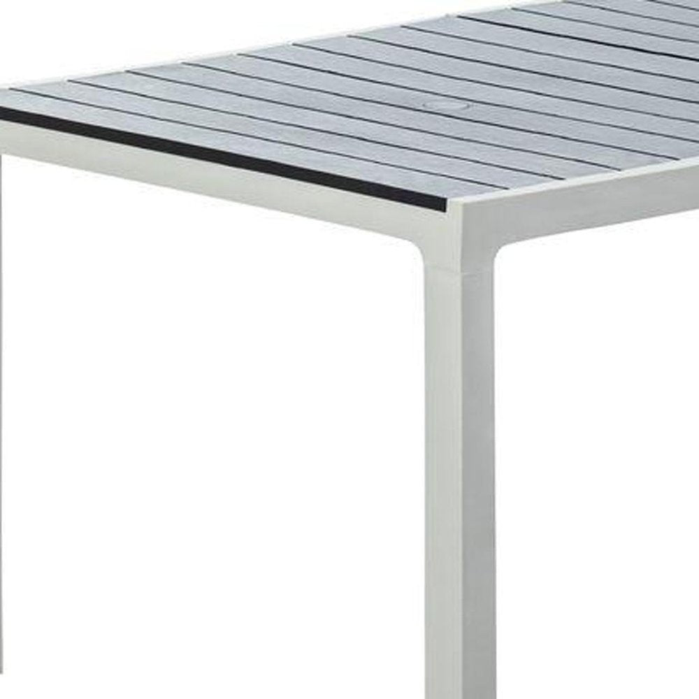 71" Brown And Black Heavy Duty Plastic Outdoor Dining Table with Umbrella Hole
