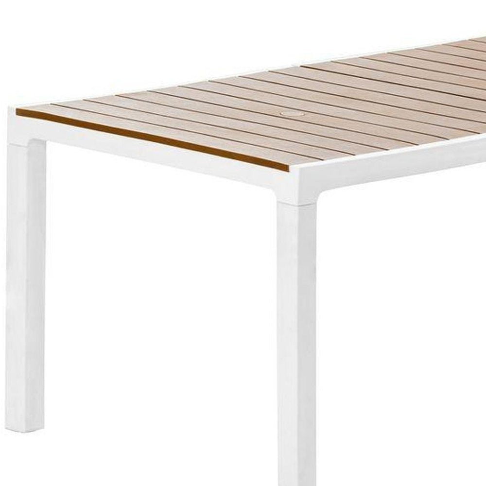 71" Brown And Black Heavy Duty Plastic Outdoor Dining Table with Umbrella Hole