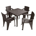 Set of Four Espresso Textured Heavy Duty Plastic Outdoor Stacking Arm Chairs