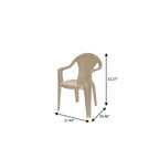 Set of Four Taupe Textured Heavy Duty Plastic Outdoor Stacking Arm Chairs