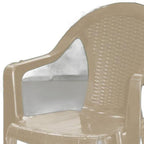 Set of Four Taupe Textured Heavy Duty Plastic Outdoor Stacking Arm Chairs