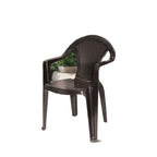Set of Four Taupe Textured Heavy Duty Plastic Outdoor Stacking Arm Chairs