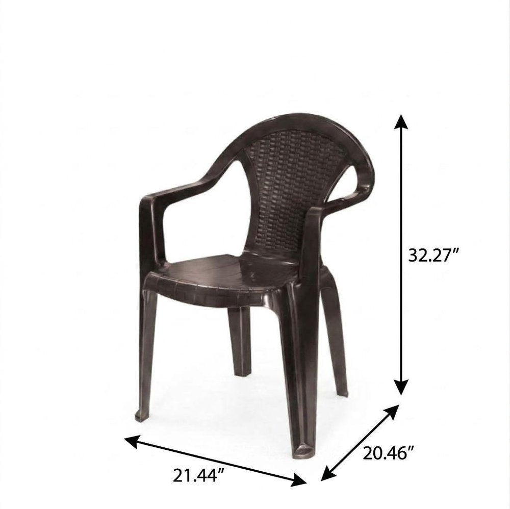Set of Four Taupe Textured Heavy Duty Plastic Outdoor Stacking Arm Chairs