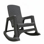 30" Espresso Faux Rattan Heavy Duty Plastic Outdoor Rocking Rocking Chair