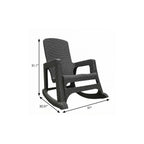 30" Espresso Faux Rattan Heavy Duty Plastic Outdoor Rocking Rocking Chair