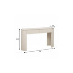 54" Off White Wood Ribbed Texture Double Pedestal Oval Console Table With Two Drawers
