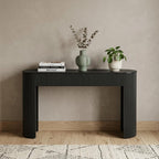 54" Off White Wood Ribbed Texture Double Pedestal Oval Console Table With Two Drawers