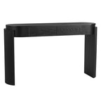 55" Black Wood Oval Double Pedestal Console Table With Two Drawers