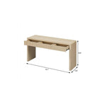 55" Natural Wood Double Pedestal Console Table With Three Drawers
