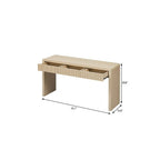 55" Natural Wood Double Pedestal Console Table With Three Drawers