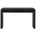 54" Black Wood Double Pedestal Curved Edge Console Table With Two Drawers