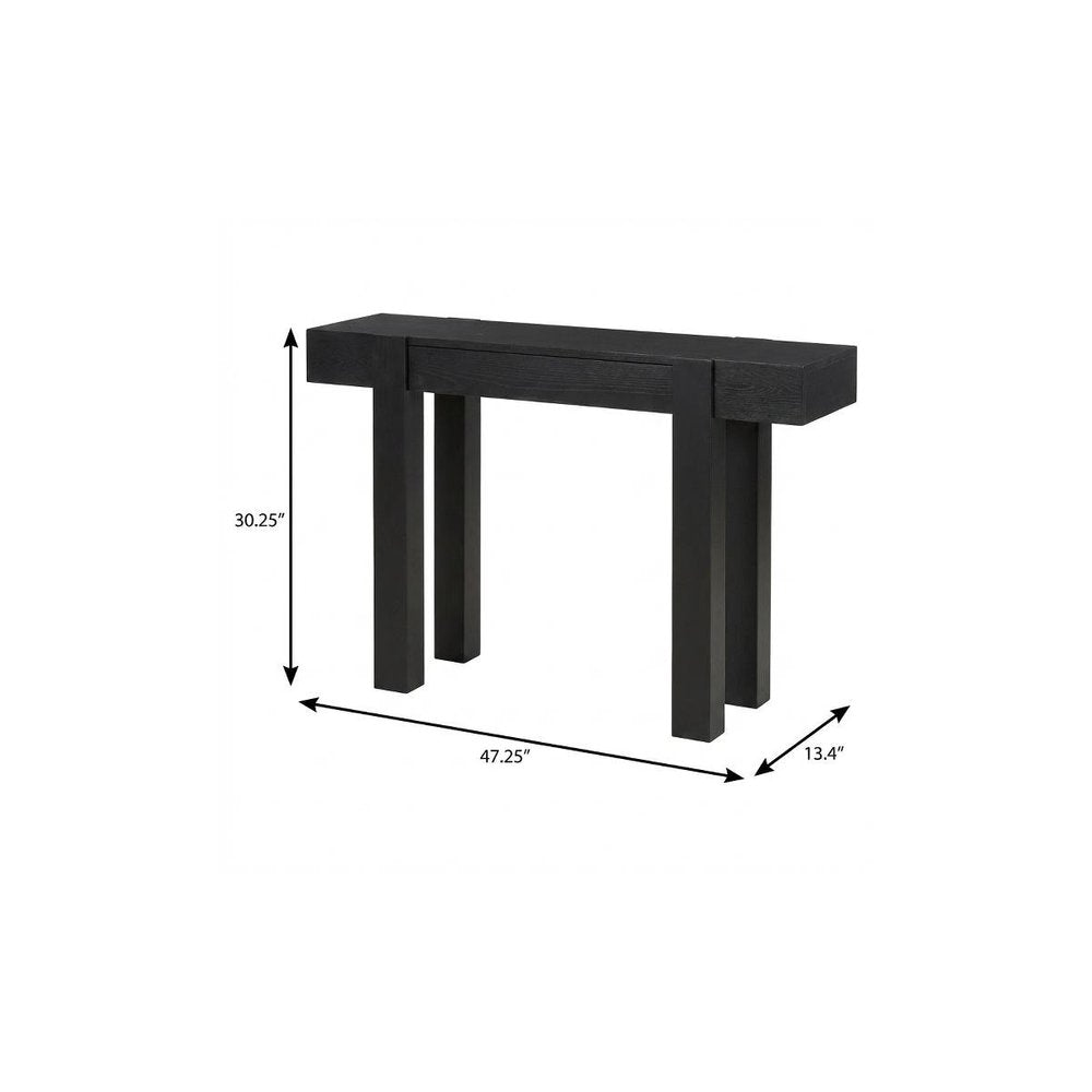 47" Natural Wood Console Table With USB And Drawer