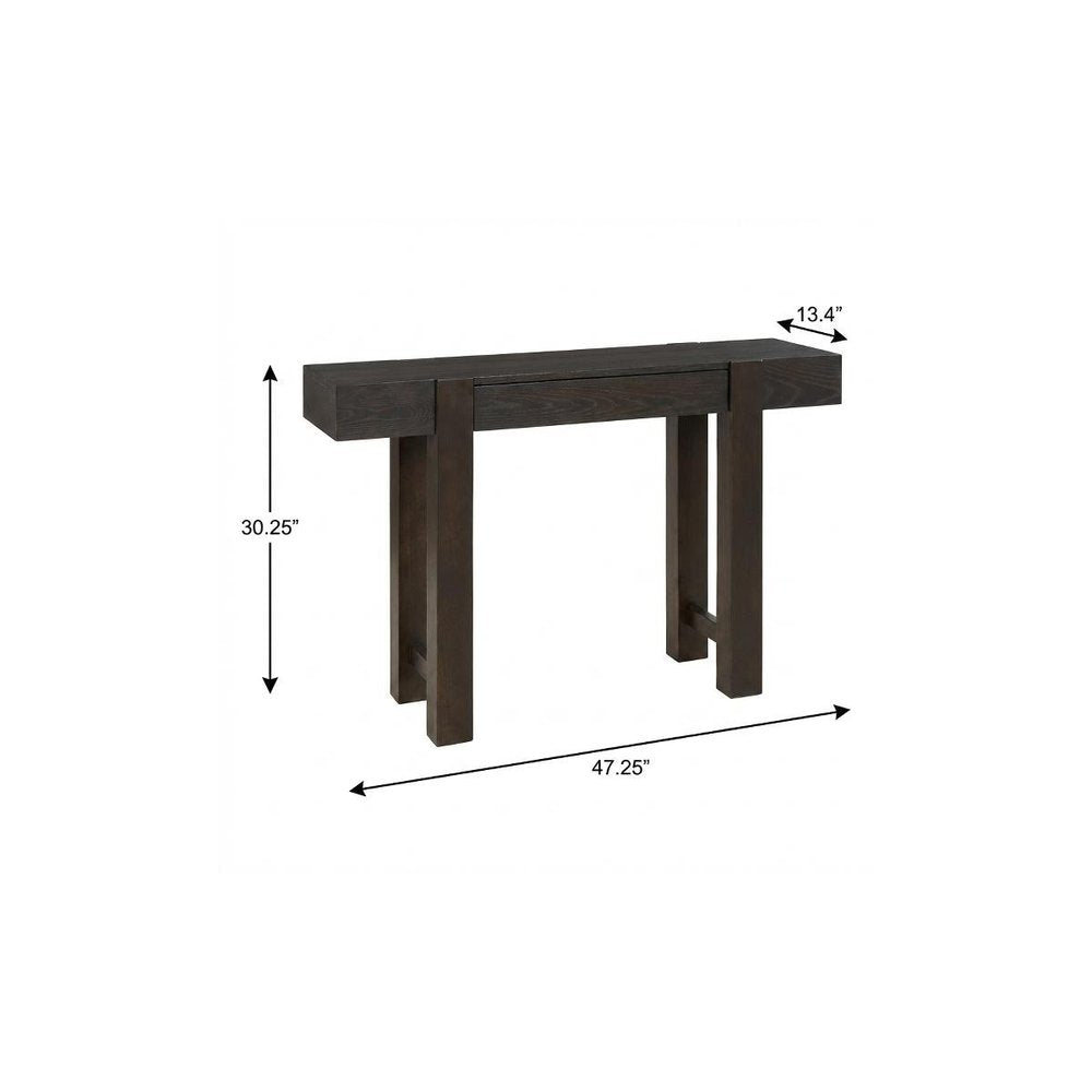47" Natural Wood Console Table With USB And Drawer