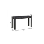 52" Black Wood Console Table With Three Drawers