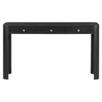 52" Black Wood Console Table With Three Drawers