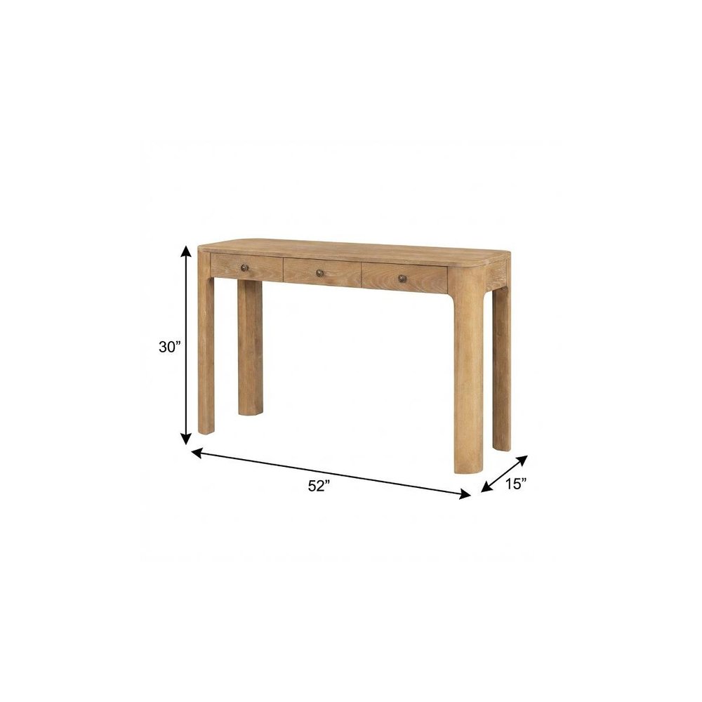 52" Black Wood Console Table With Three Drawers