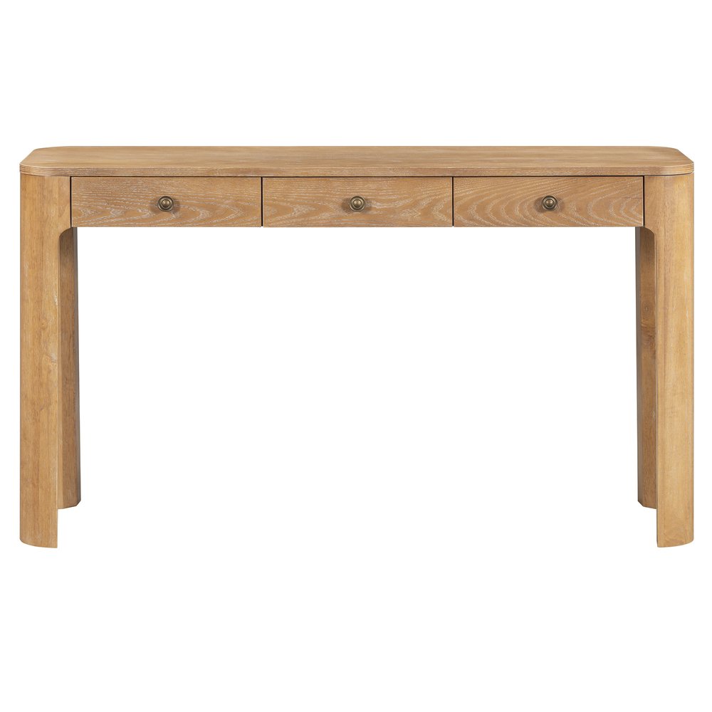 52" Black Wood Console Table With Three Drawers