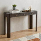 52" Black Wood Console Table With Three Drawers