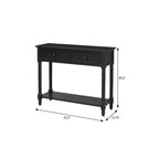 36" Blue Solid Wood Console Table With Shelf And Two Drawers