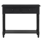 36" Blue Solid Wood Console Table With Shelf And Two Drawers